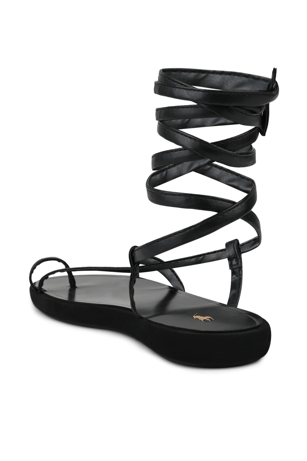 תמונה אחורית של סנדלים שטוחים עם רצועות קרסול