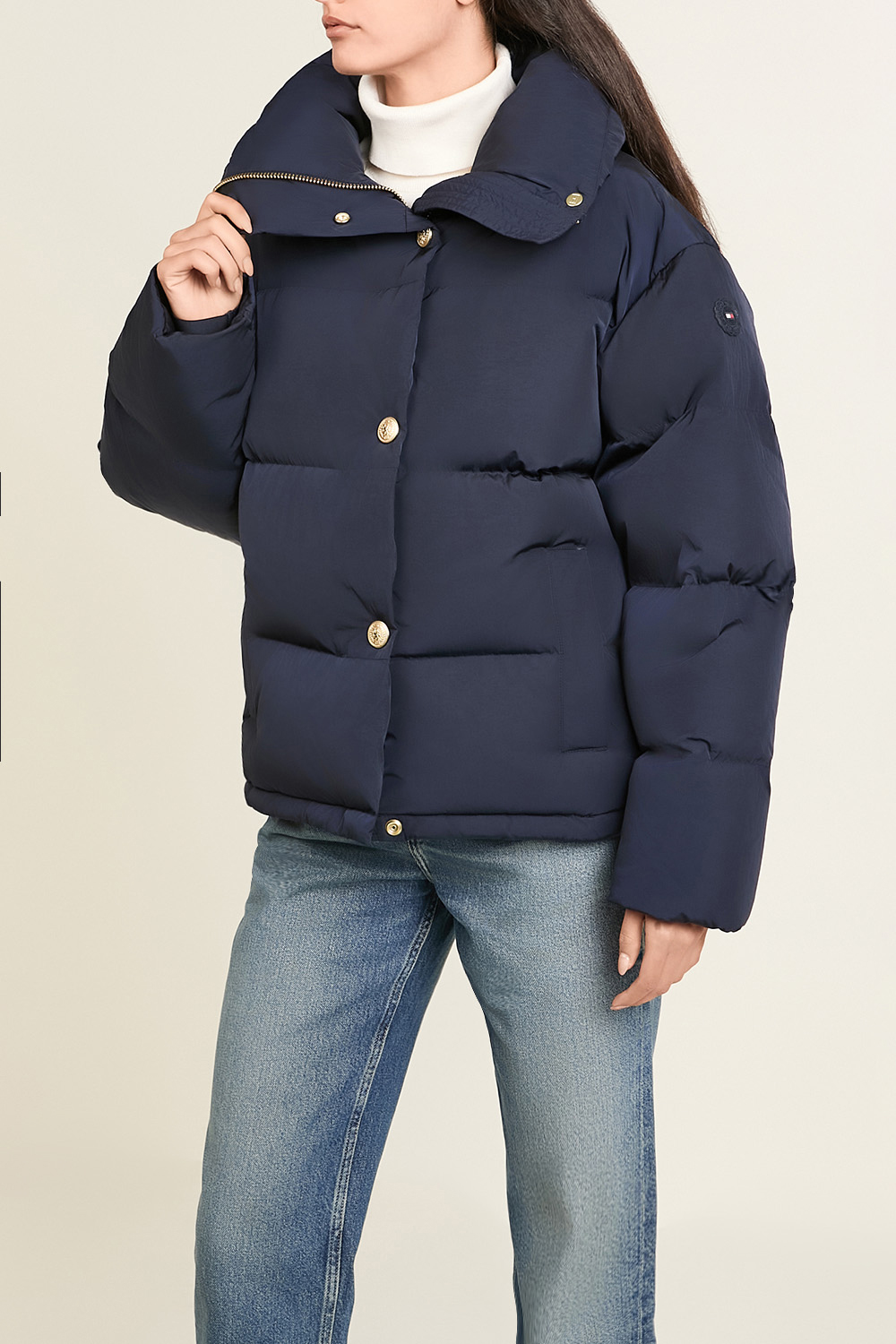 תמונת דוגמן קידמית של מעיל פוך אוברסייז