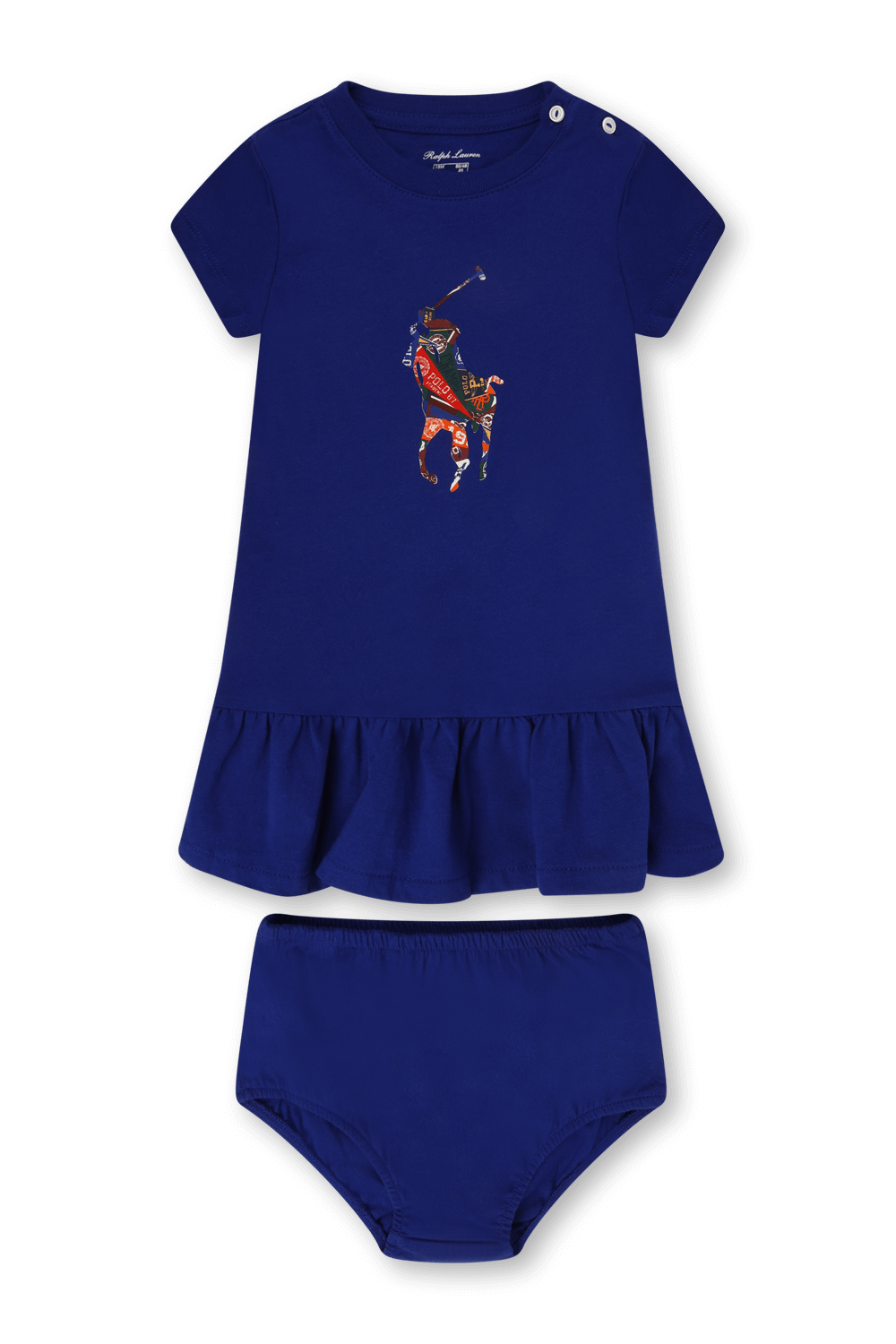 גילאי 3-24 חודשים שמלה קצרה עם הדפס לוגו POLO RALPH LAUREN KIDS