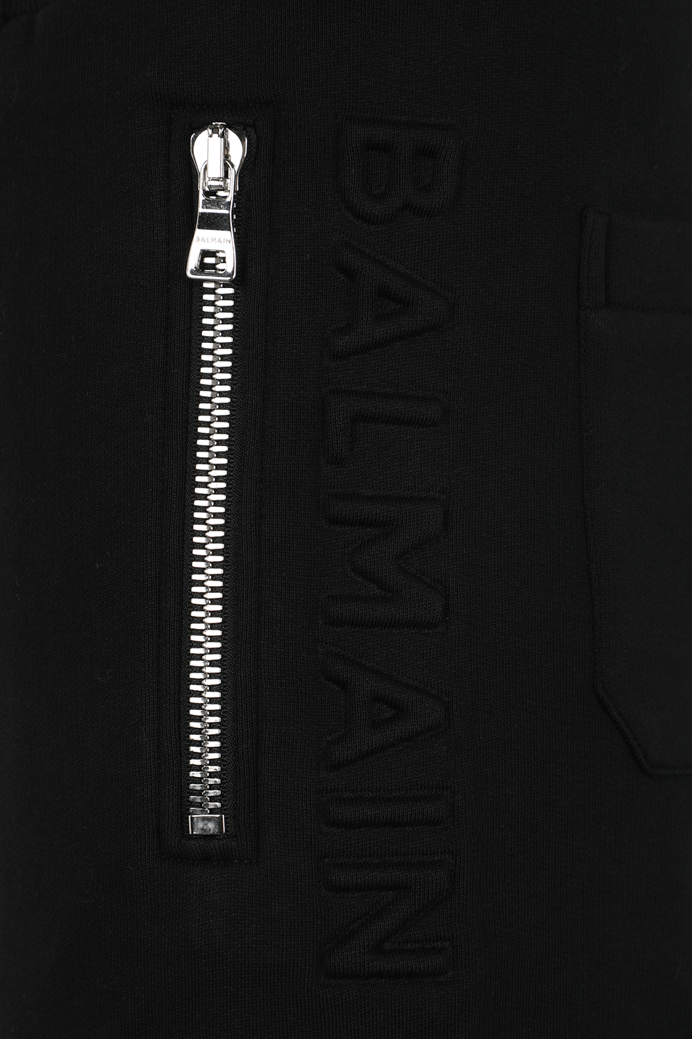 מכנסי טרנינג קצרים ושחורים עם פאנלים ממותגים BALMAIN