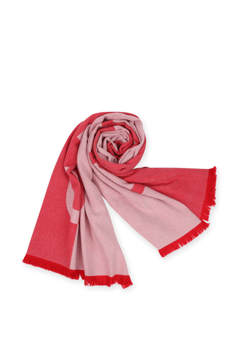 תמונת פנים של צעיף לוגומאני בגווני ורוד ואדום