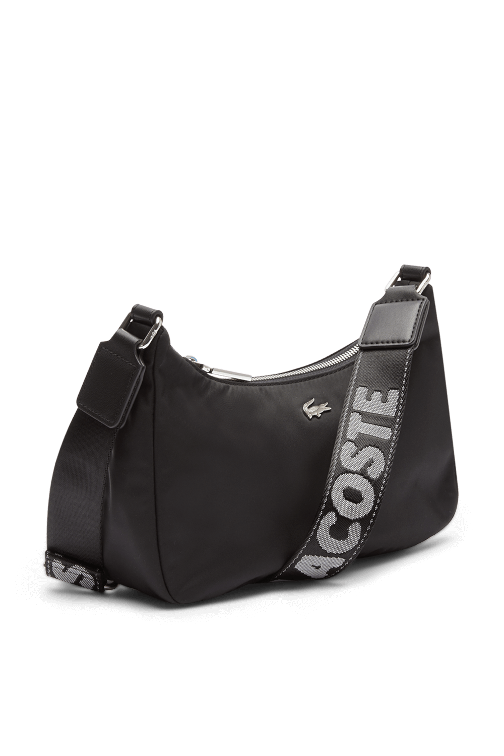 תמונת תקריב של תיק קרוס שחור בגימור ניילון