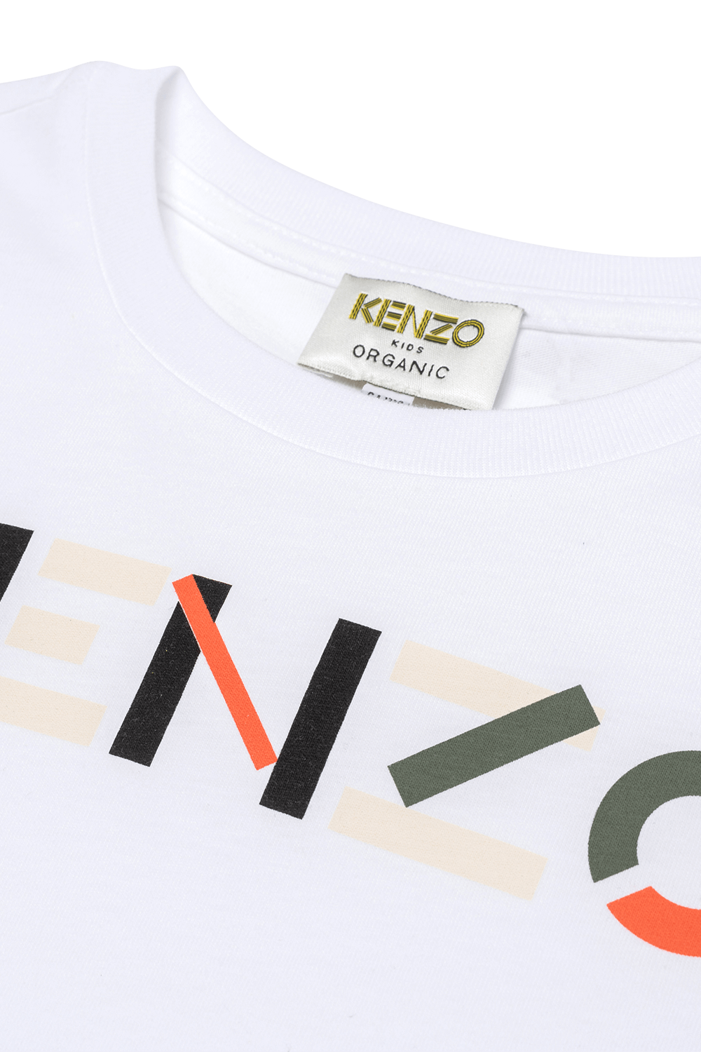 תמונת תקריב של גילאי 2-6 טי שירט לבנה הדפס קנזו