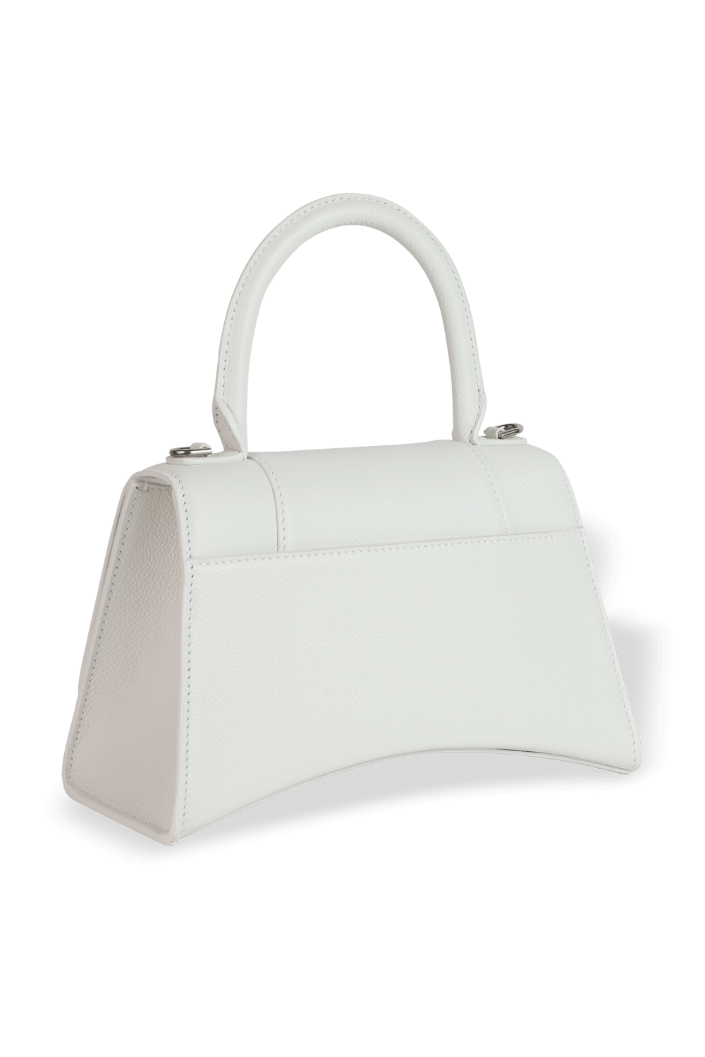 Hourglass Small Top Handle Bag in White Leather BALENCIAGA