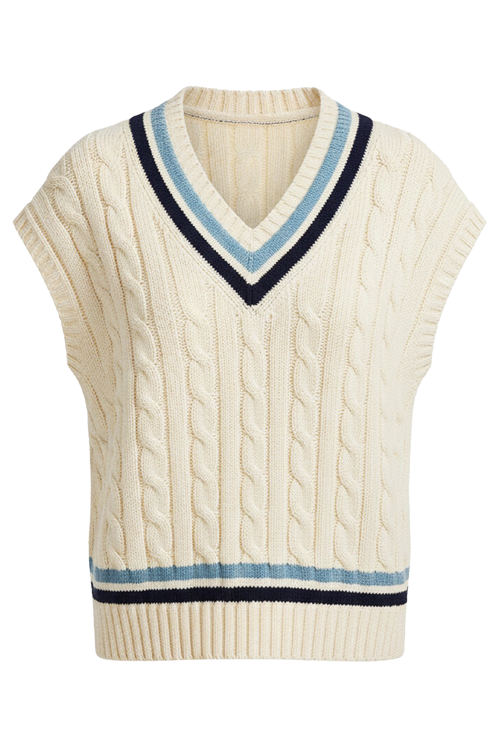 תמונה קידמית של אפודה עם צווארון וי