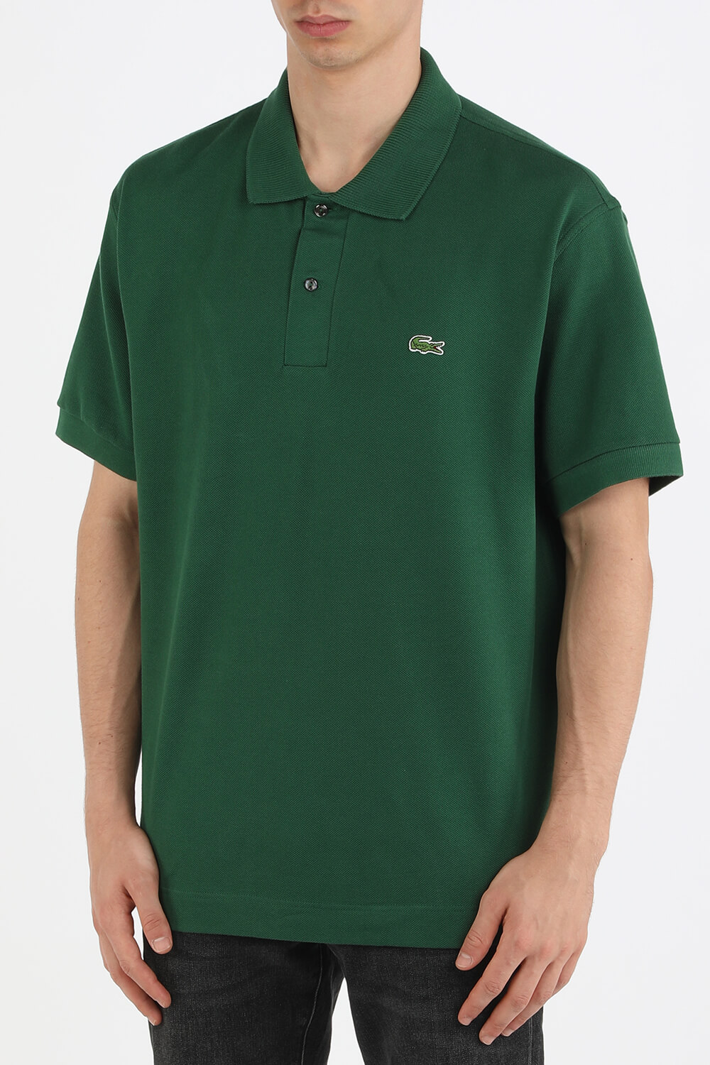 חולצת פולו ירוקה מכותנה LACOSTE