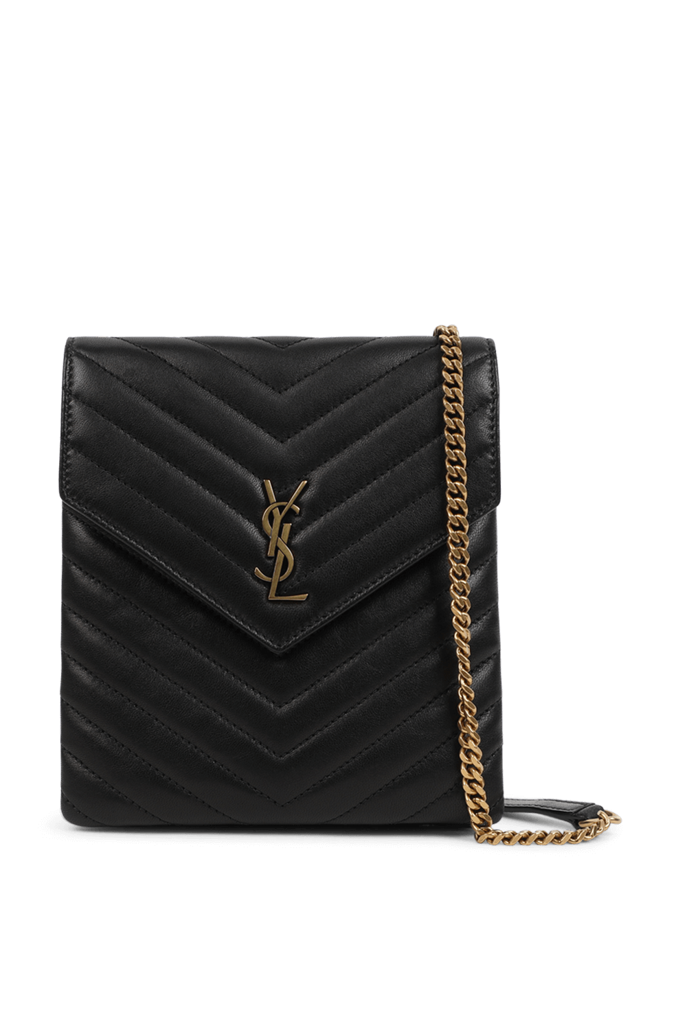 תמונה קידמית של תיק מעור קווילט בגוון שחור