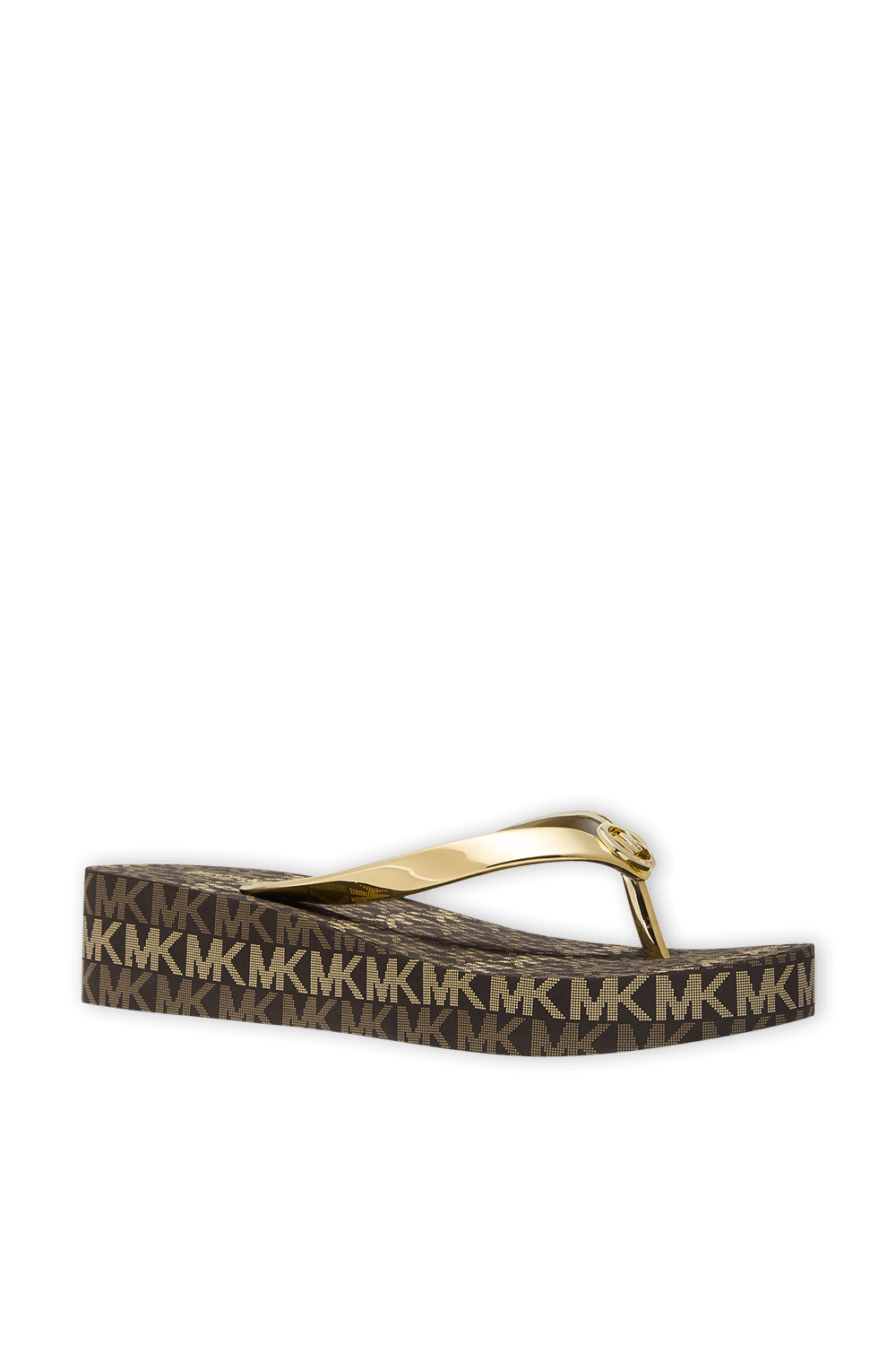 תמונת תקריב של Logo Wedge Flip Flop In Gold