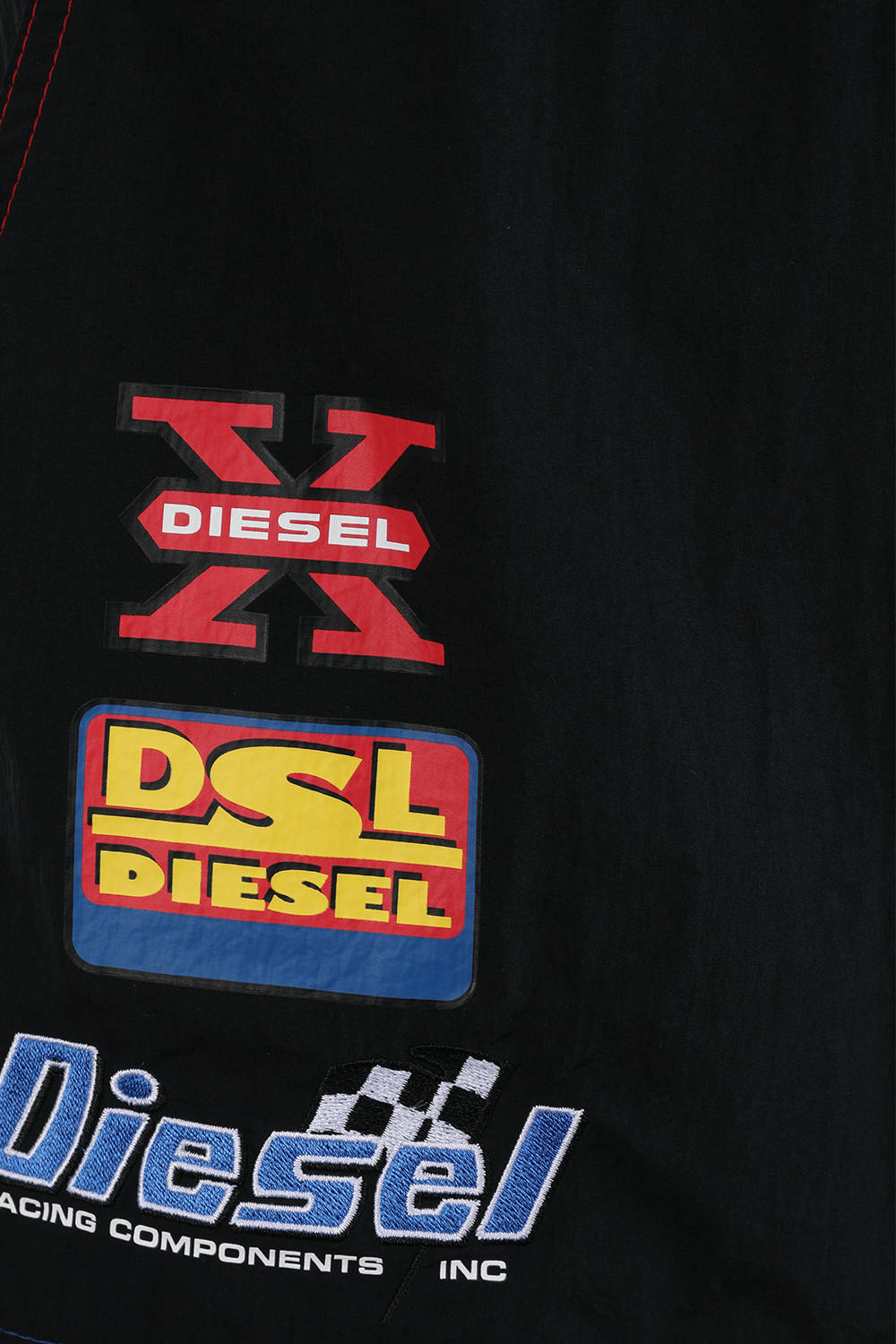 מכנסי בגד ים שחורים עם לוגו מירוצים DIESEL