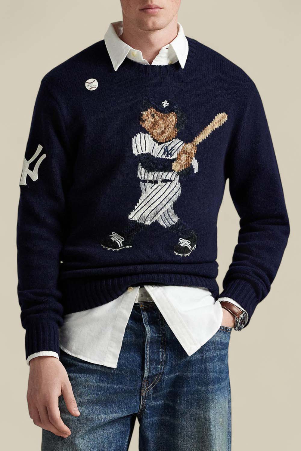 תמונת דוגמן קידמית של פולו ראלף לורן X MLB סריג דובי פולו