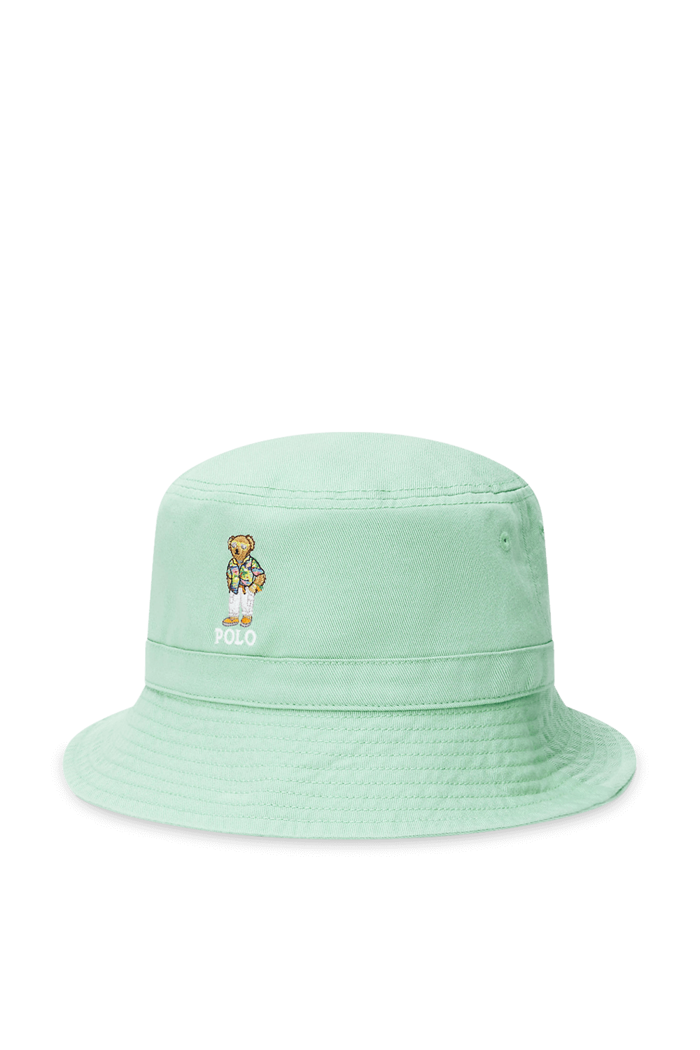 תמונה קידמית של כובע באקט עם רקמת דובי