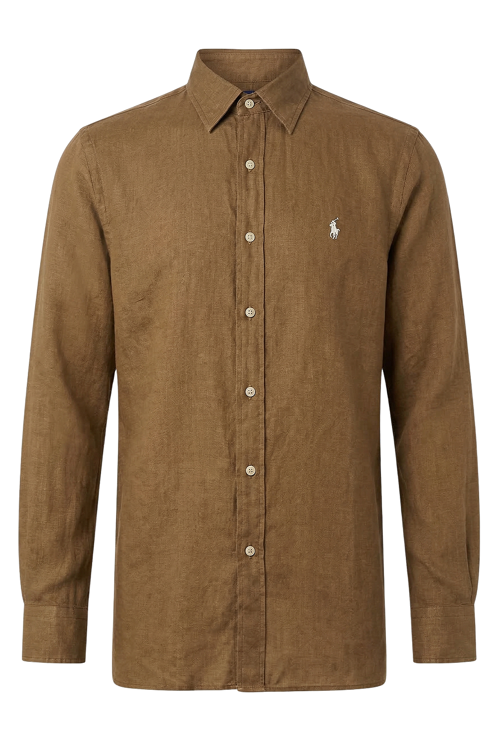 תמונה קידמית של חולצה מכופתרת ארוכה מפשתן