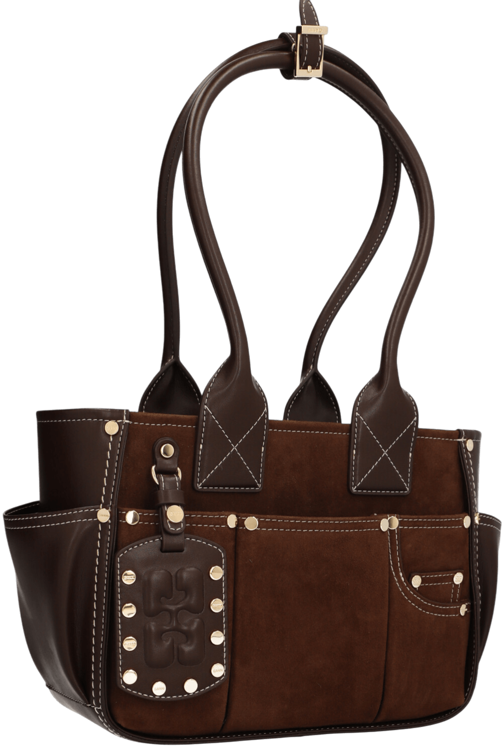 תמונת תקריב של תיק כתף פוזי סמול זמש