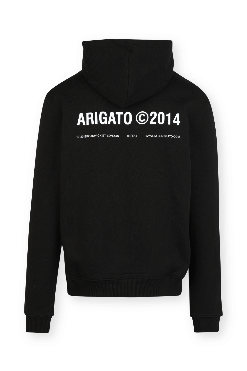 תמונה אחורית של סווטשירט קפוצ'ון לונדון עם הדפס לוגו