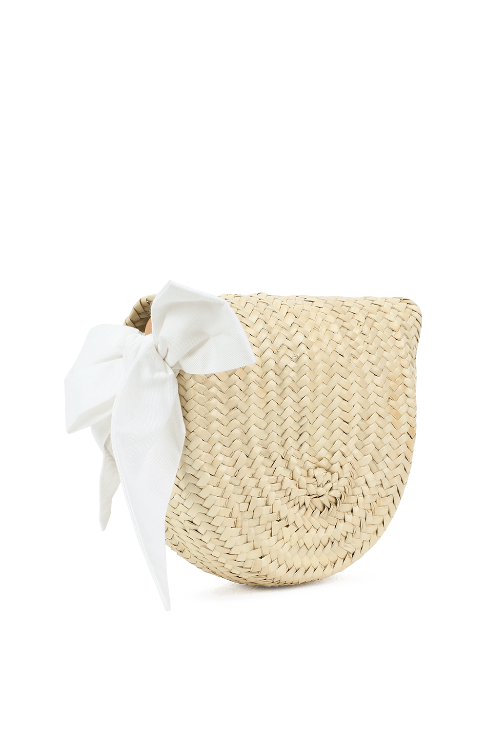 תמונה אחורית של תיק קש עם פפיון לבן