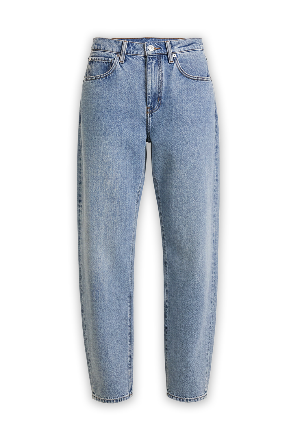 תמונה קידמית של מכנסי ג'ינס בגזרת בלון