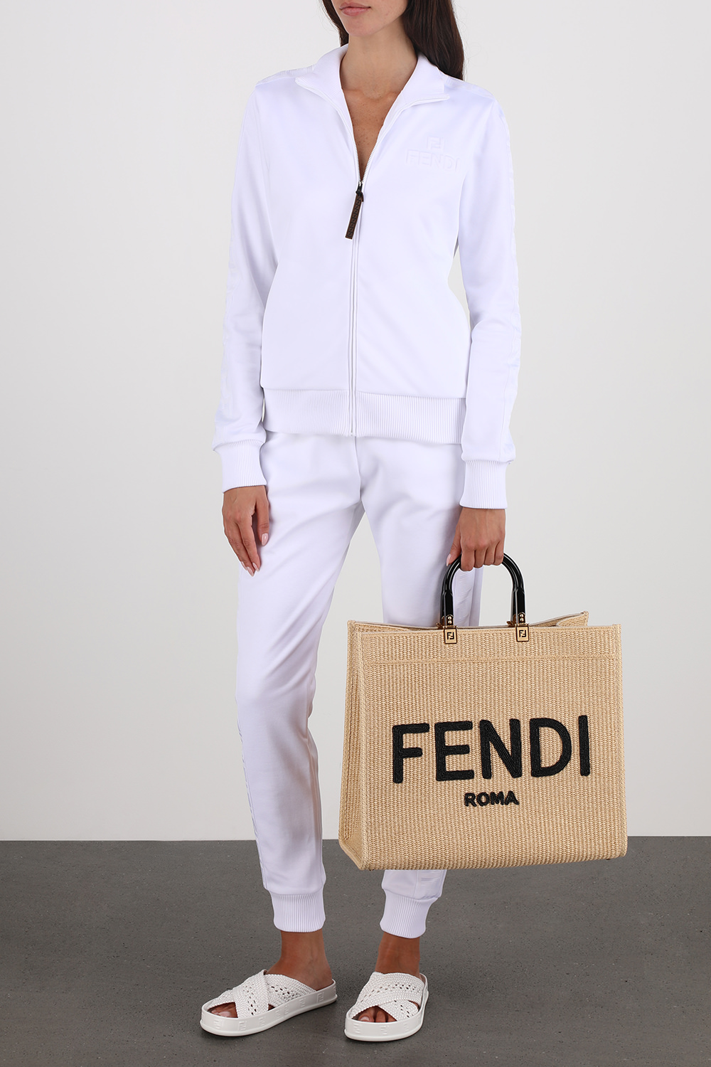 Woven FF Sandals in White FENDI
