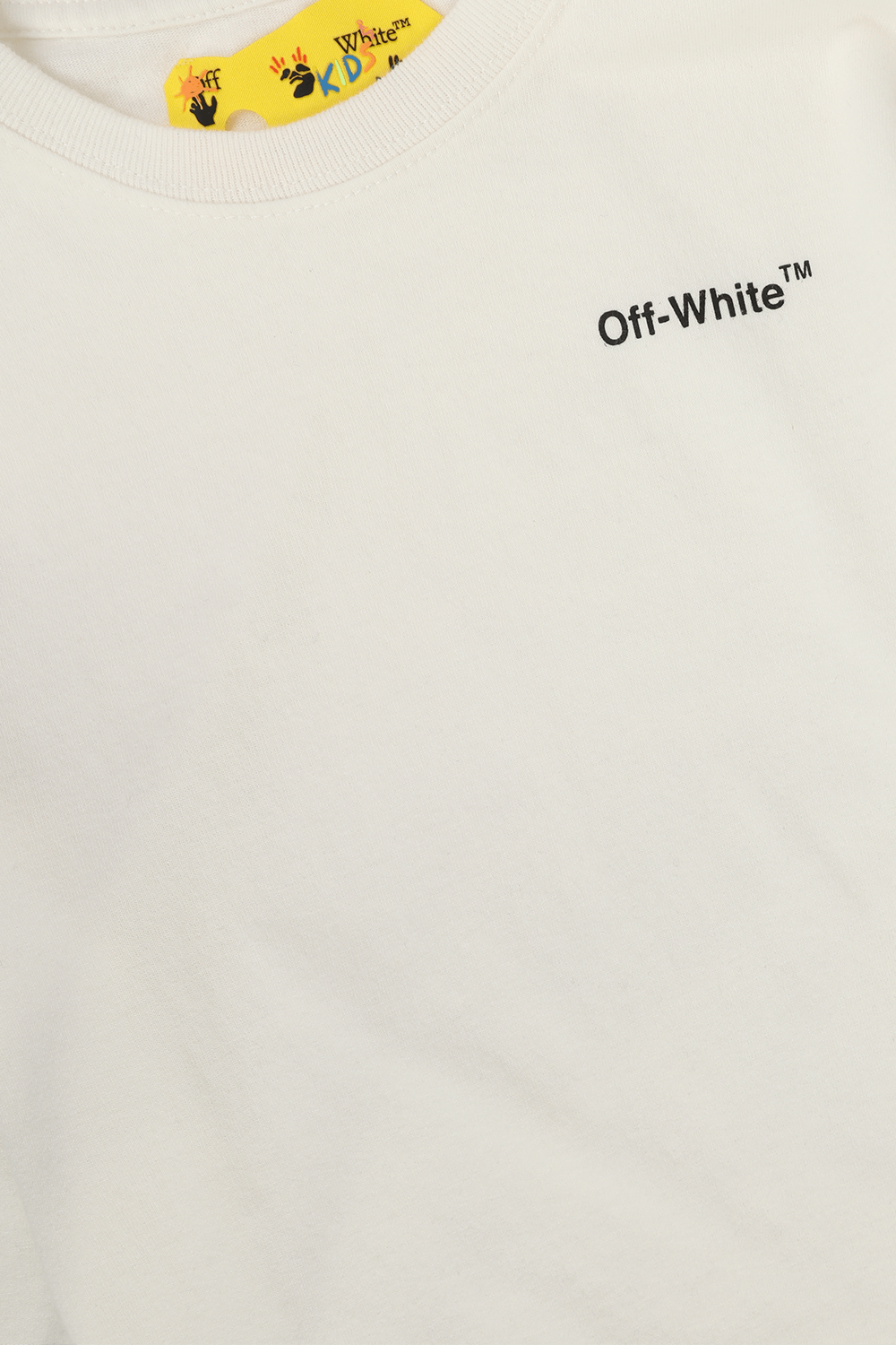 תמונה אחורית של גילאי 4-12 חולצת טי ארוכה לבנה עם פסים שחורים