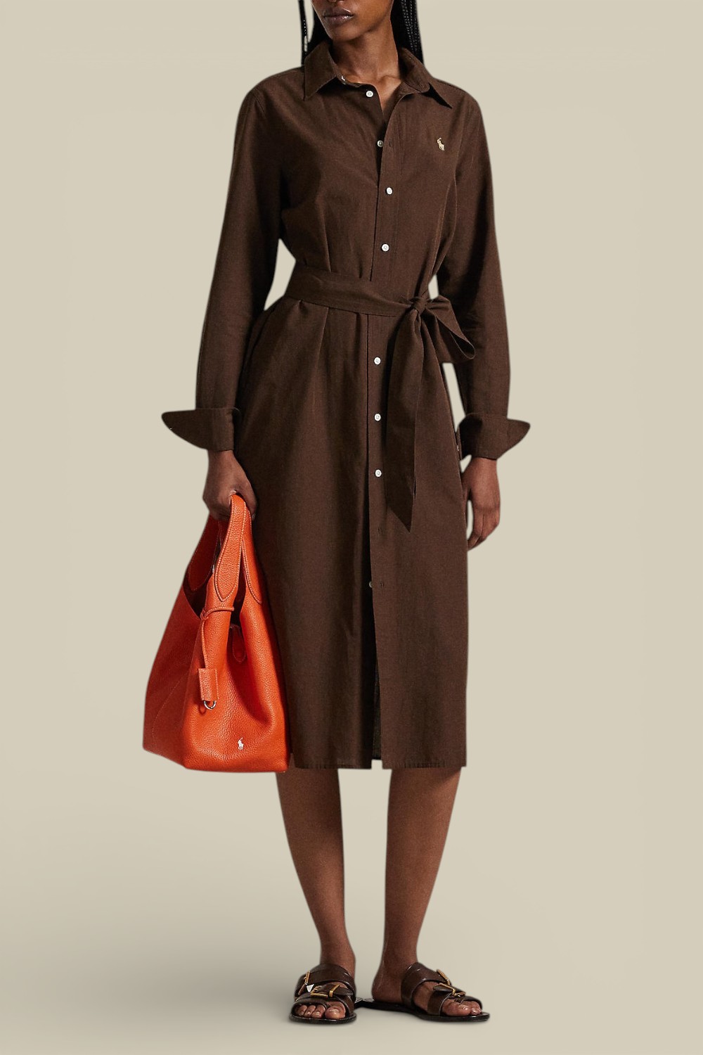 תמונת דוגמן קידמית של שמלת חולצה פשתן