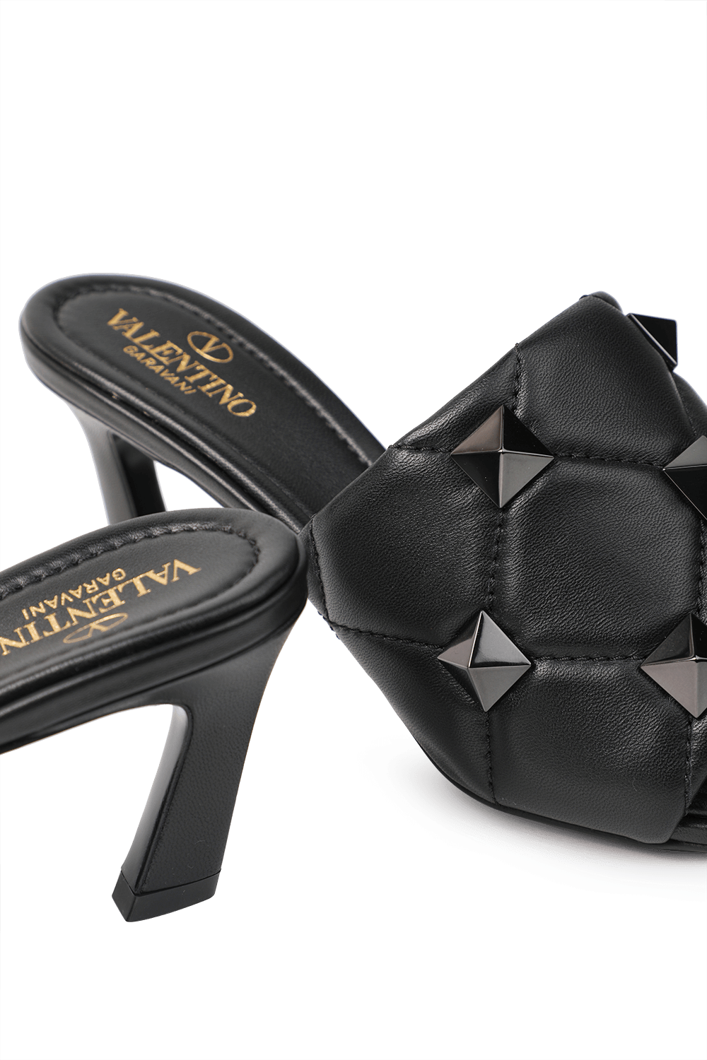 Golden Studs Slide Sandals in Black image number null VALENTINO GARAVANI