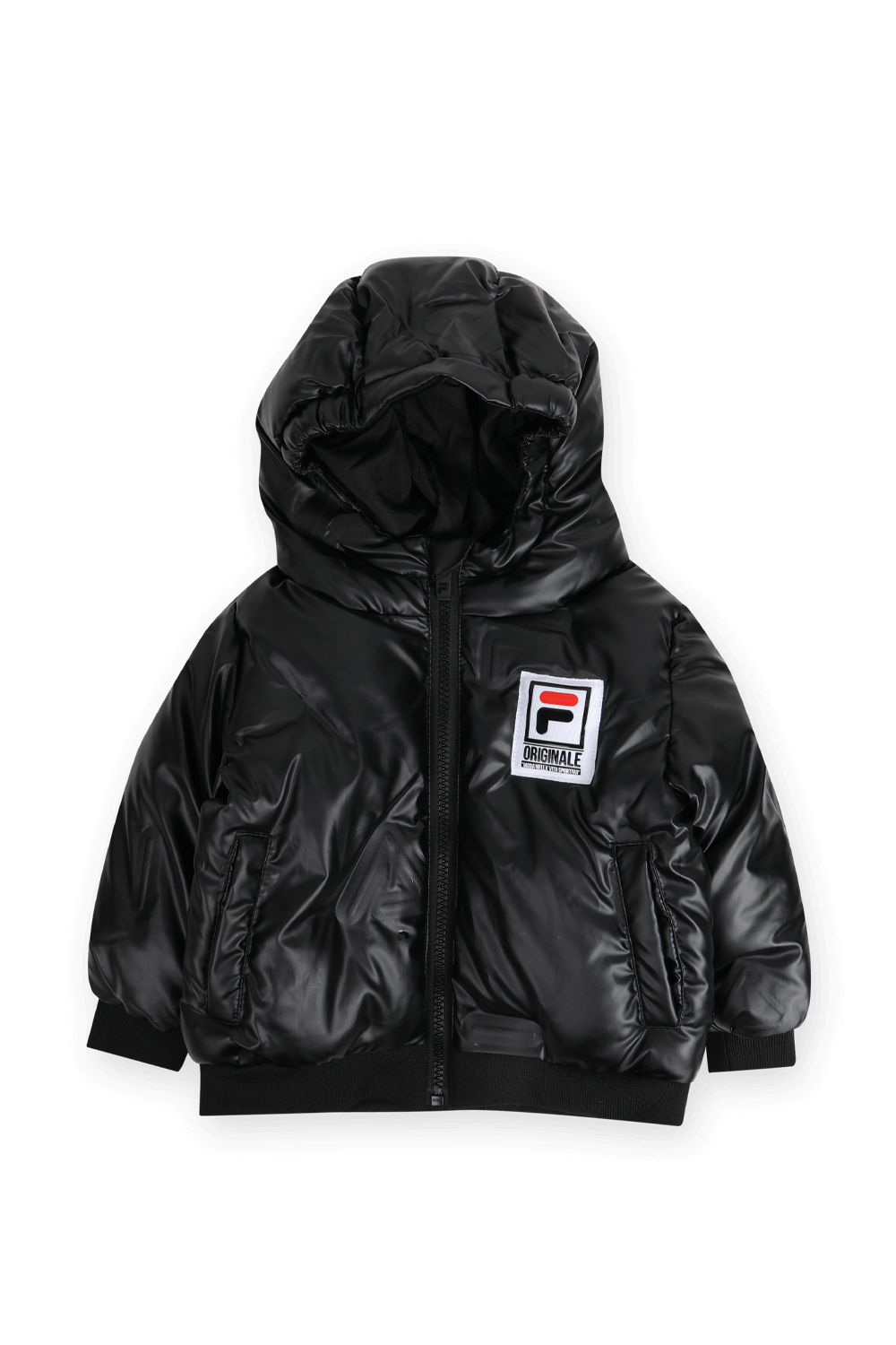 תמונה קידמית של גילאי 2-8 מעיל מרופד עם לוגו בגוון שחור