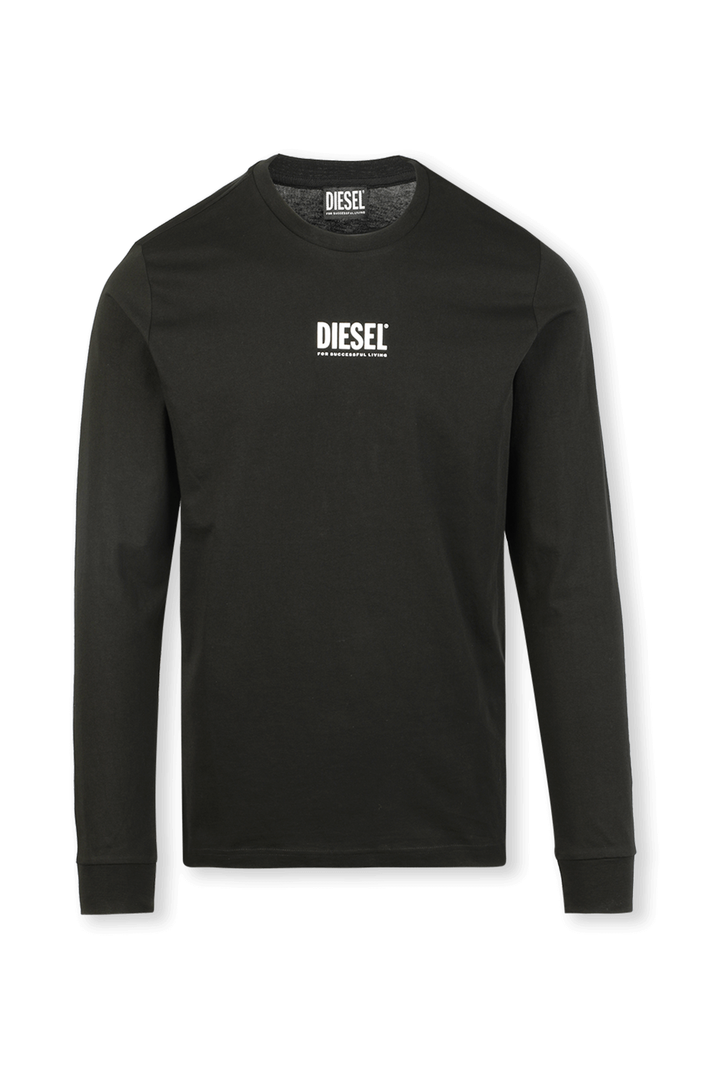 חולצת טי עם שרוולים ארוכים ולוגו בצבע שחור DIESEL