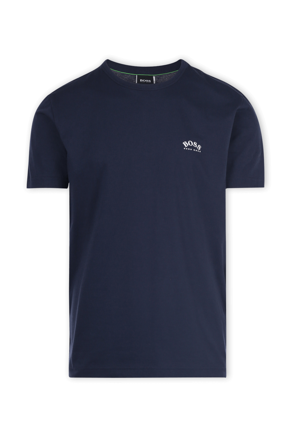 Navy Cotton Jersey Tee with Curved Logo BOSS