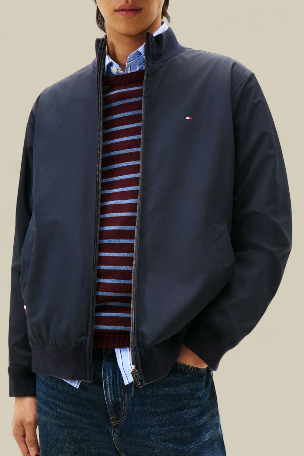 תמונת דוגמן קידמית של ז'קט כותנה דו-צדדי