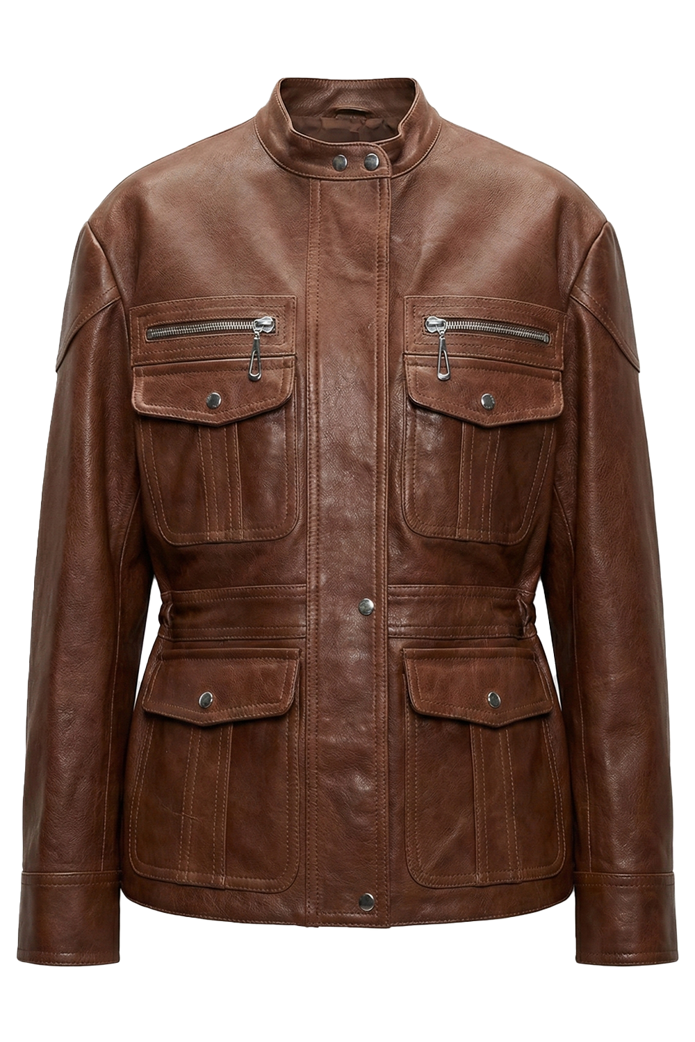 תמונה קידמית של ז'קט עור