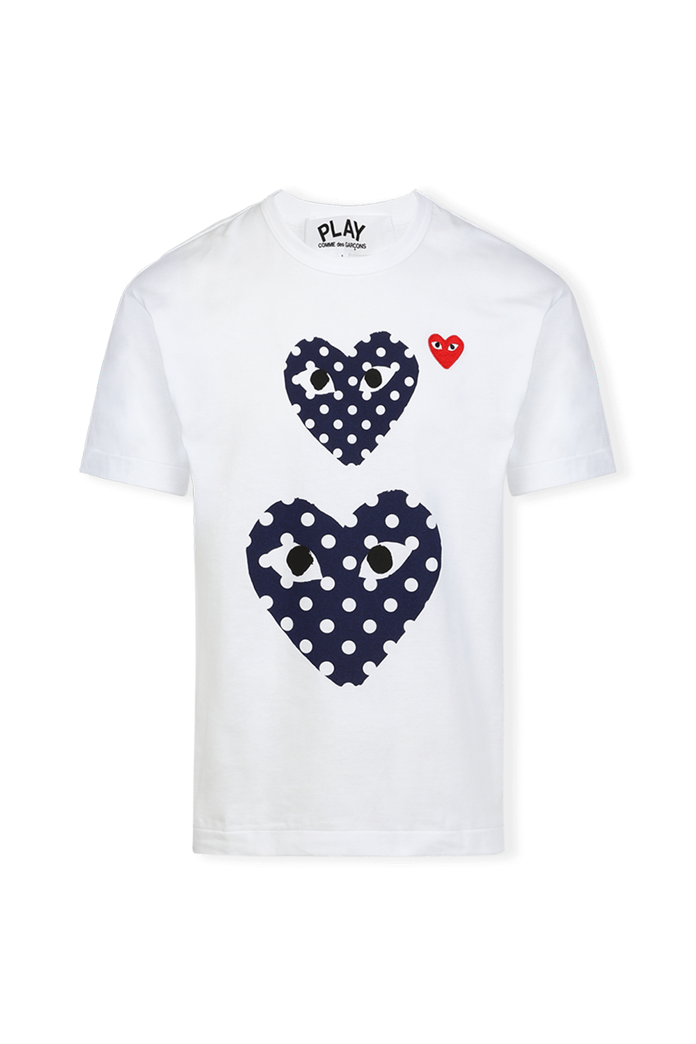 תמונה קידמית של חולצת טי עם הדפס לבבות מנוקד