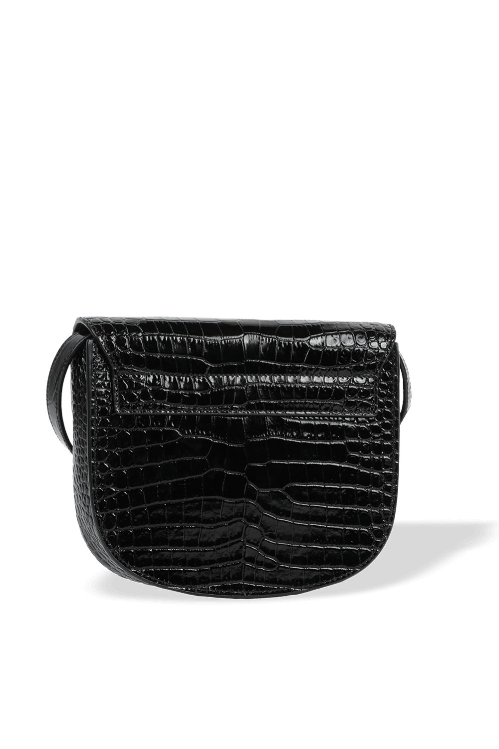 תמונה אחורית של תיק קאיה מעור בגימור קרקו בצבע שחור