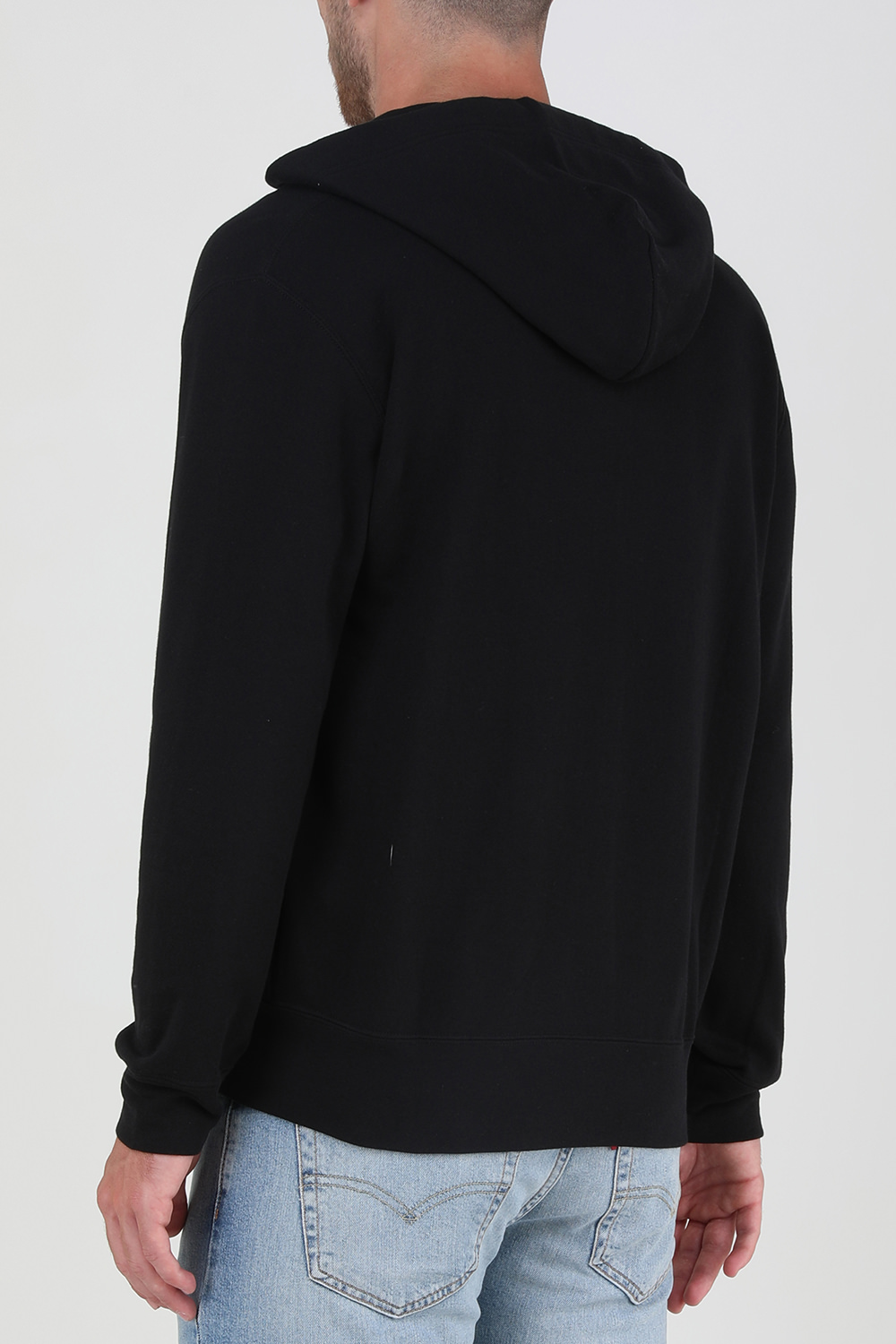 תמונת דוגמן אחורית של סווטשירט קפוצ`ון עם רוכסן