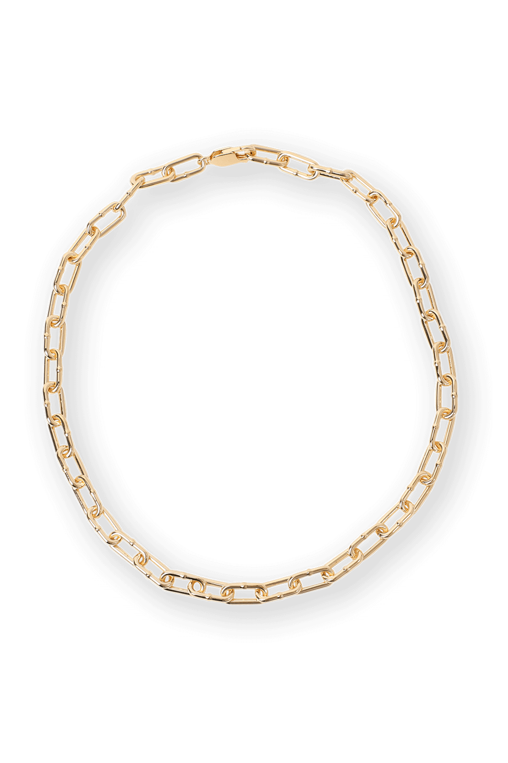 תמונה קידמית של שרשרת לולאות בגוון זהב