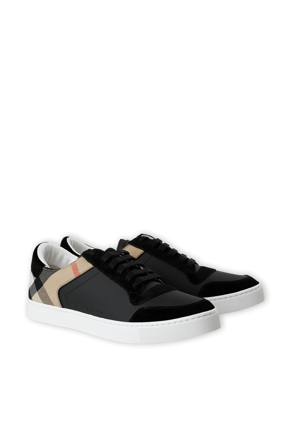 Leather Check Sneakers in Black BURBERRY