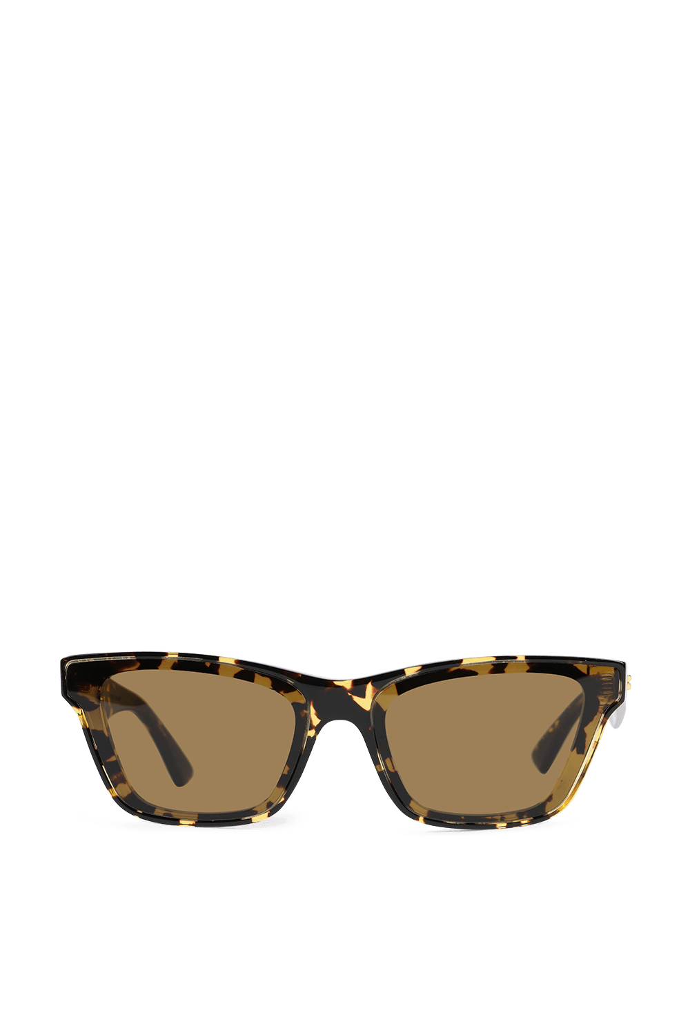 תמונה קידמית של משקפי שמש עם מסגרת מרובעת בצבעי חום