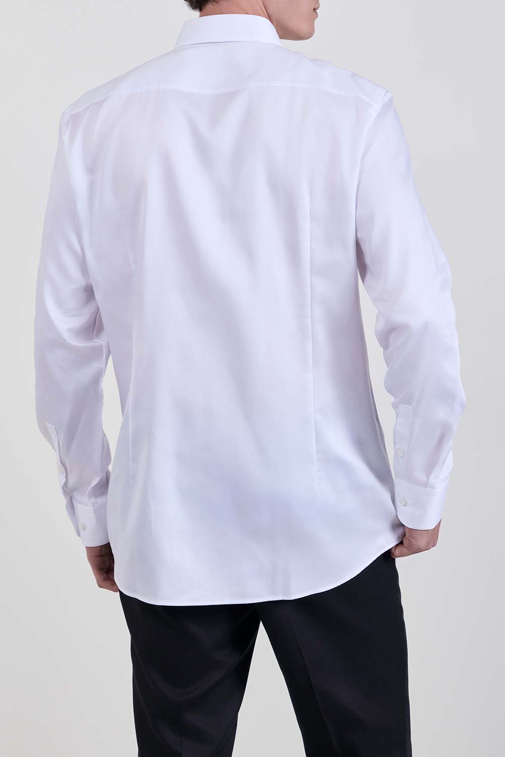 תמונת דוגמן אחורית של חולצה מכופתרת בגזרת סלים