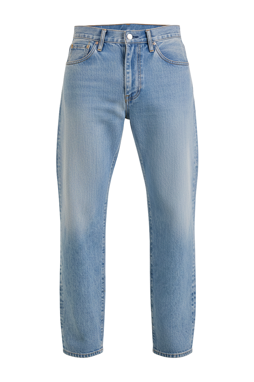 תמונה קידמית של מכנסי ג'ינס בגזרה ישרה