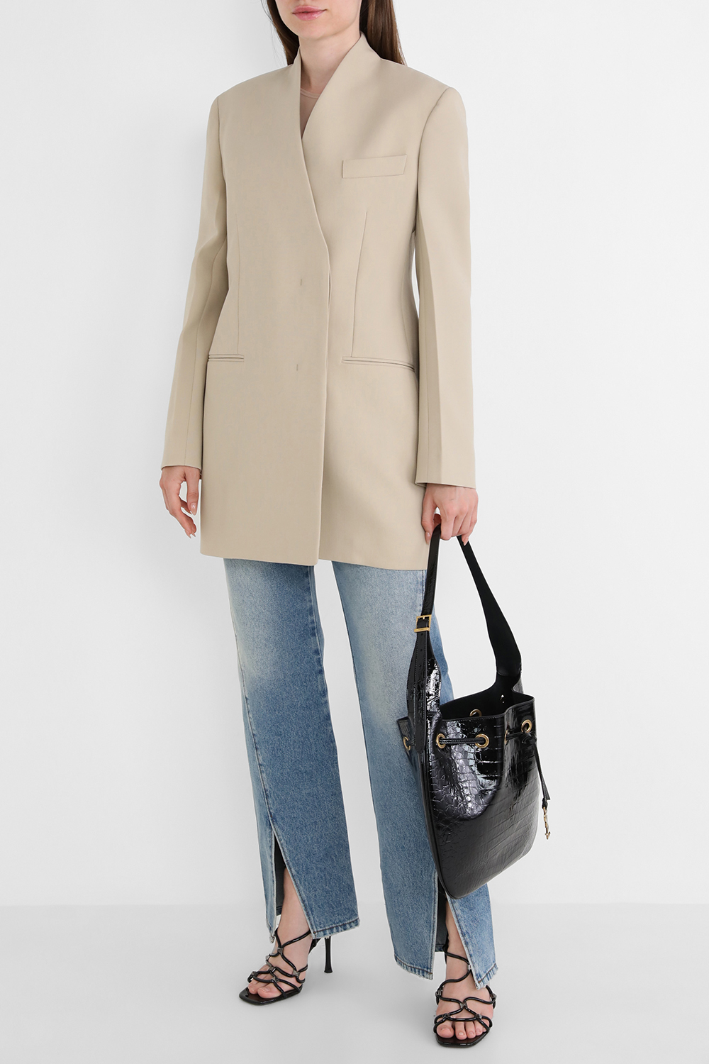 תמונת דוגמן קידמית של תיק נשיאה מעור קרוקו