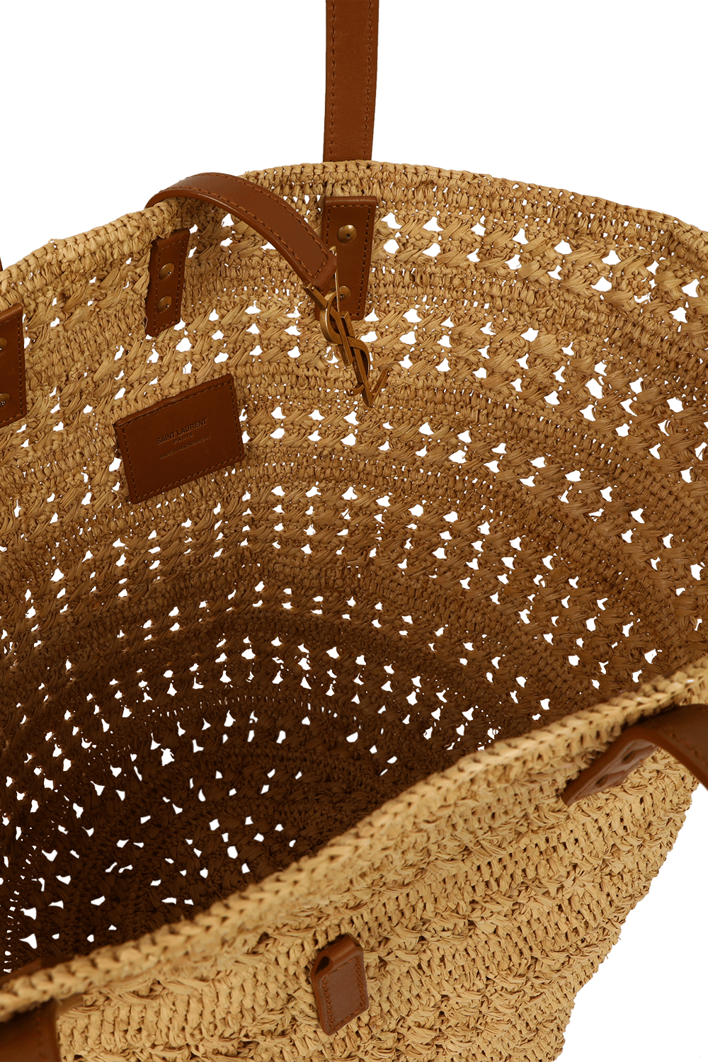 תמונת פנים של תיק נשיאה מקש עם רצועות עור חומות