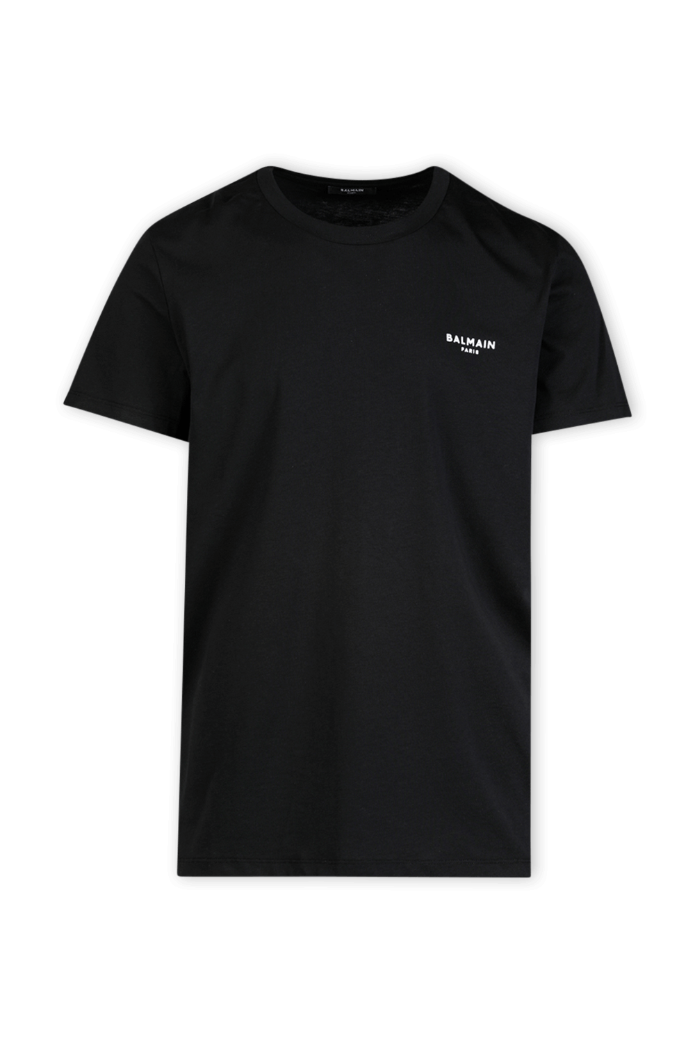 תמונה קידמית של Black Cotton Tee With Small White Logo