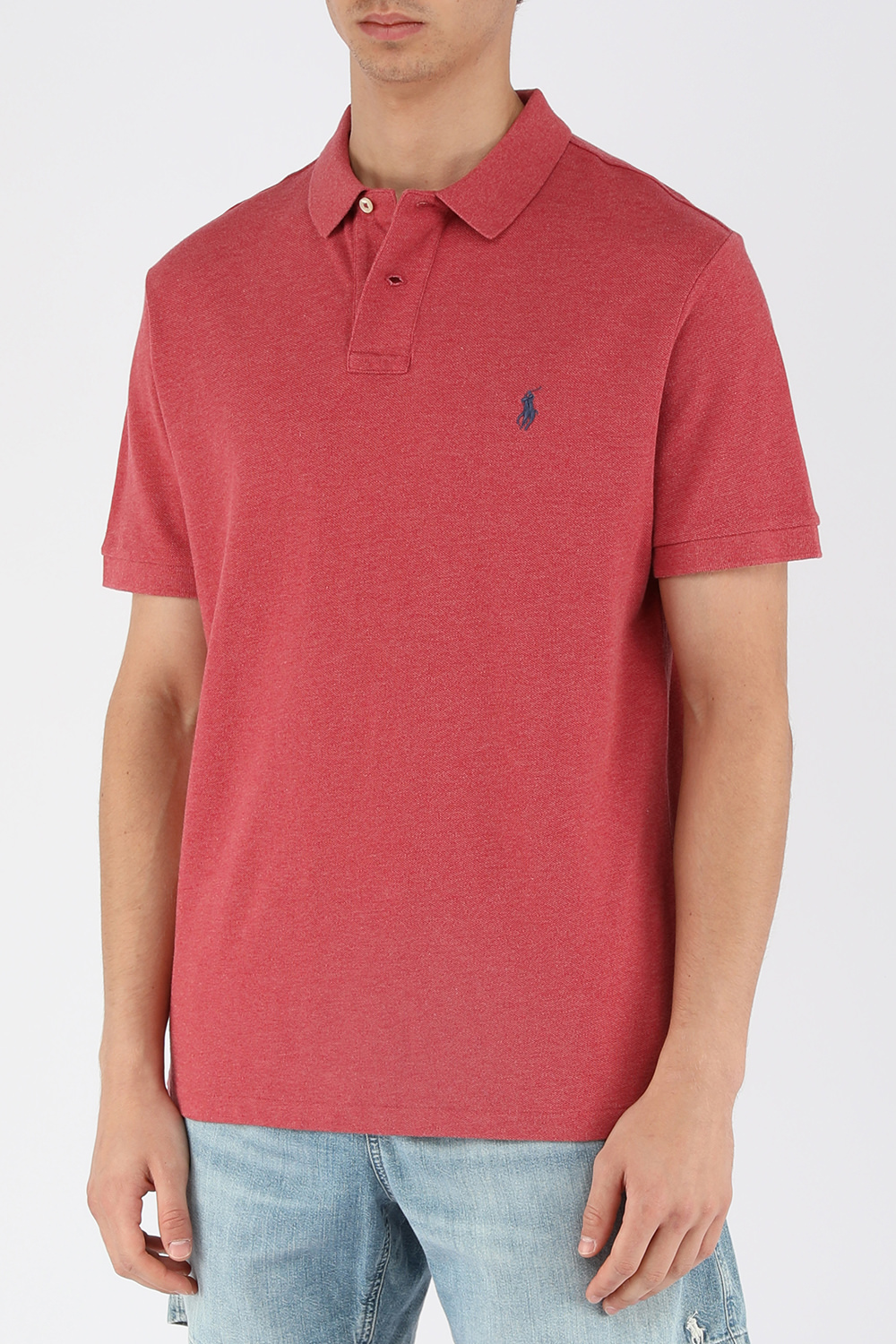תמונת דוגמן קידמית של Short Sleeve 2 Buttons Polo Shirt in Red