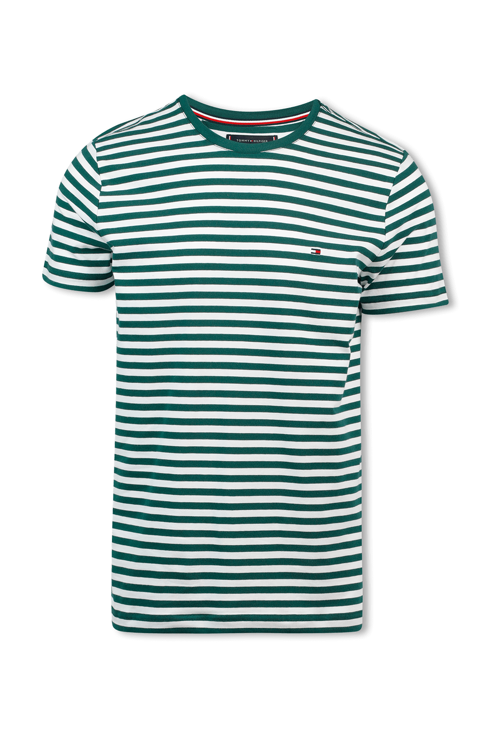 Strip Slim Fit T-Shirt in Green ans White TOMMY HILFIGER
