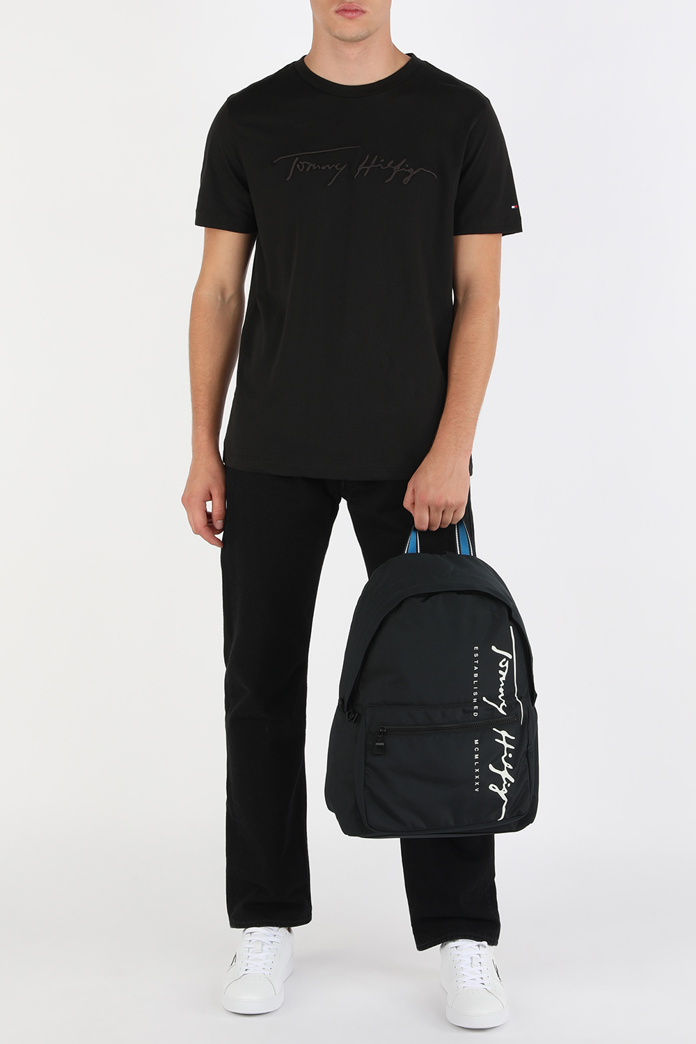 Th Signature Backpack in Black Recycled Textile TOMMY HILFIGER