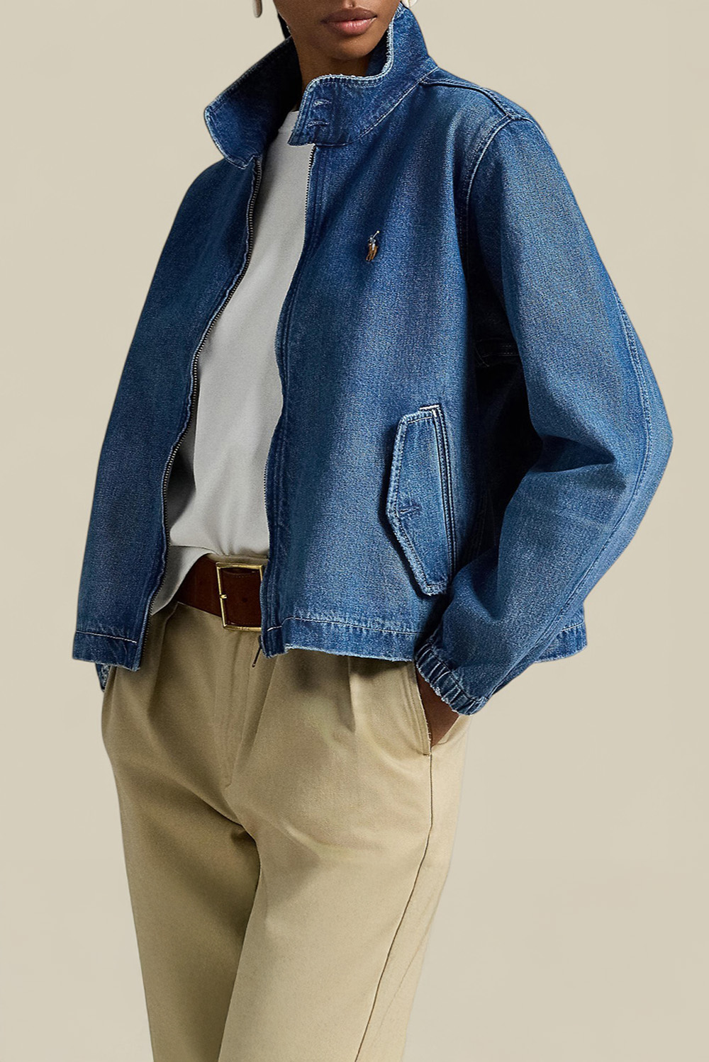 תמונת דוגמן קידמית של ז'קט ג'ינס