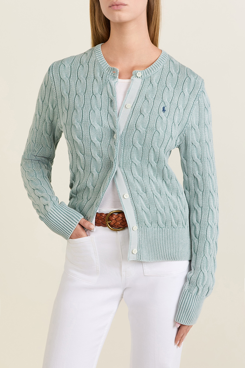 תמונת דוגמן קידמית של קרדיגן כותנה