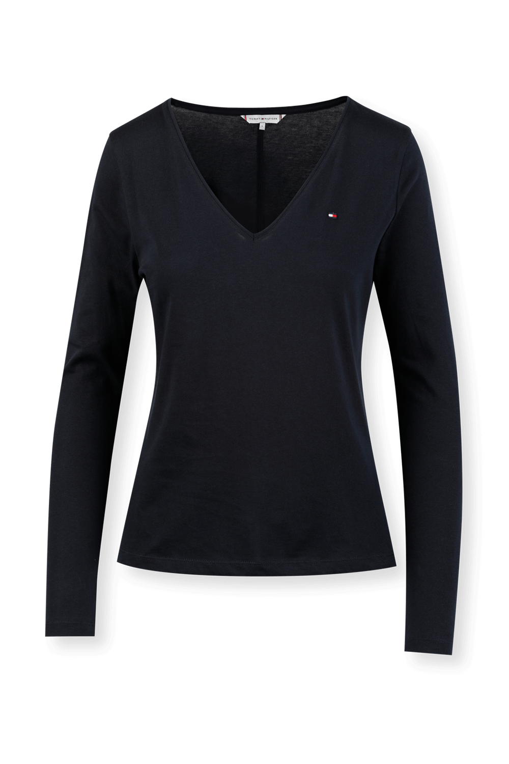 תמונה קידמית של Long Sleeve V-Neck T-Shirt in Dark Blue