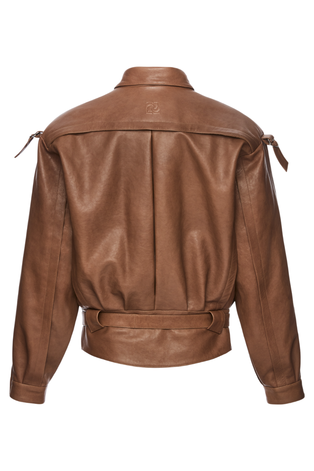 תמונה אחורית של ז'קט עור אוברסייז