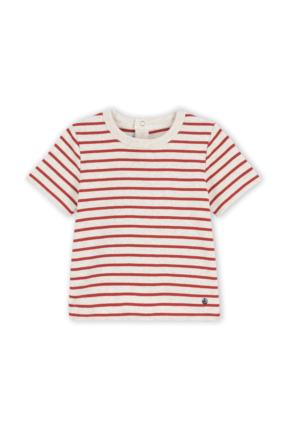 גילאי 6-12 חודשים חולצת פסים בגווני אדום ולבן PETIT BATEAU