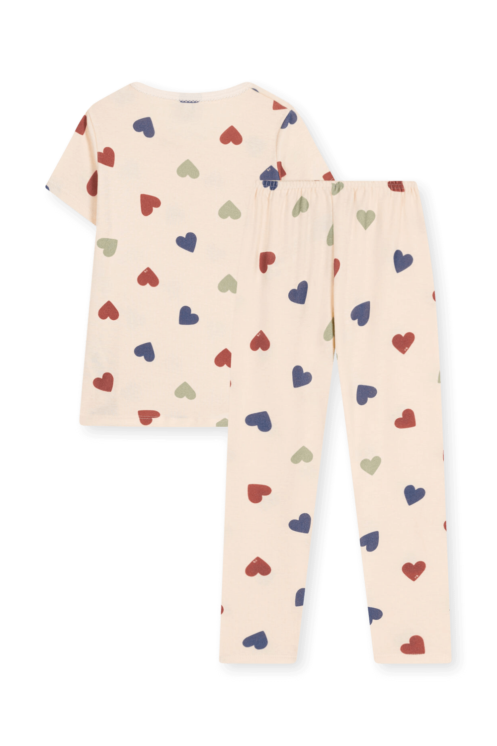 תמונה אחורית של סט פיג'מה לבבות - גילאי 2-5 שנים