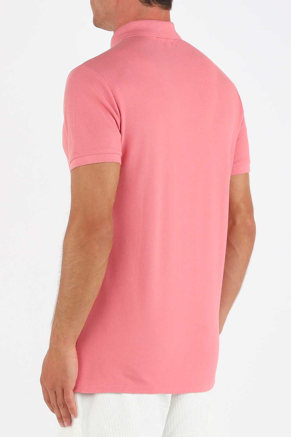 Knit Sleeve Cotton Polo Shirt in Pink POLO RALPH LAUREN